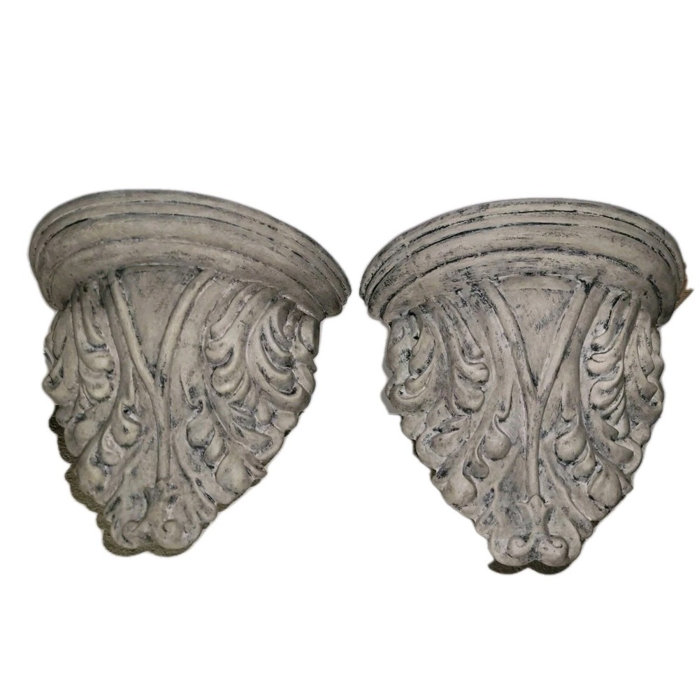 Vintage Wall Shelf Plaster Ceramic Set Of Two Decorative Home Decor